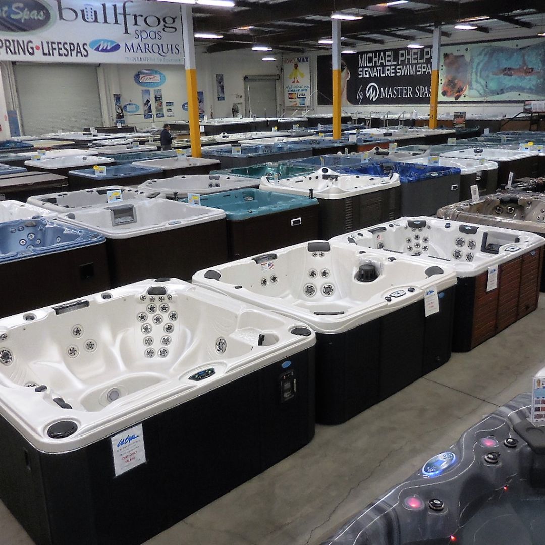 row of hot tubs