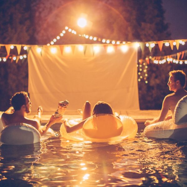 outdoor pool movie night